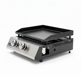 Black+Decker Plancha de Gas Bxop4900E, 2 Quemadores 2.45 KW, Superficie de Esmalte Porcelánico 580x360 mm, Encendido Automático, Patas Ajustables