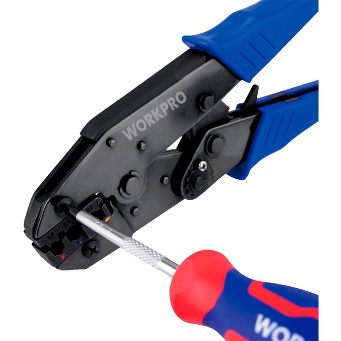 Workpro S1016 Alicate Crimpador 5 en 1 con 5 Mordazas y Destornillador - Crimpa 0.5-35 mm² (20-2 AWG), Rango Completo para Terminales Aislados/No Aislados
