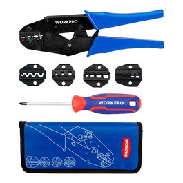 Workpro S1016 Alicate Crimpador 5 en 1 con 5 Mordazas y Destornillador - Crimpa 0.5-35 mm² (20-2 AWG), Rango Completo para Terminales Aislados/No Aislados