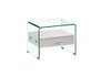 DKD Home Decor Mesita de Noche Moderno Blanco Transparente Cristal y MDF Glass 20 40 x 50 x 45.5 cm