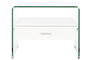 DKD Home Decor Mesita de Noche Moderno Blanco Transparente Cristal y MDF Glass 20 40 x 50 x 45.5 cm