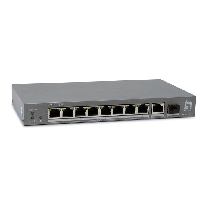 Level One GEP-1011 Switch PoE+ de 120W con 8 puertos GE y 1 SFP