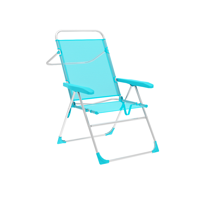 Marbueno Silla Plegable 5 Posiciones Aluminio Aguamarina Playa y Piscina 59X61X97 cm 10310