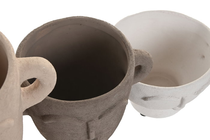 DKD Home Decor Set de 3 Jarrones de Gres Multicolor con Caras