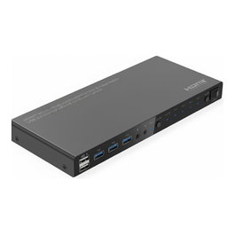 ROLINE KVM Switch HDMI 4K 60Hz USB 3.0 con Hub USB de 3 Puertos - 1 Usuario para 4 Ordenadores (4 Ordenes a 1 Monitor)