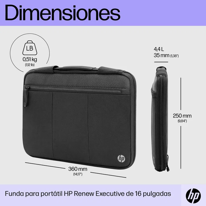 HP Funda Renew Executive para portátil 14,1 pulgadas, Negro HP Funda Renew Executive para portátil 14,1 pulgadas, Negro