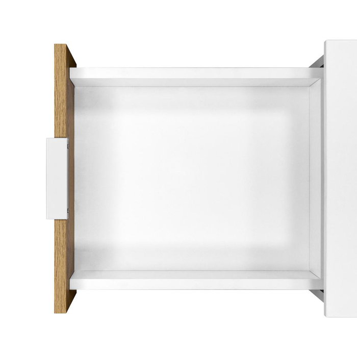 Phoenix - Cajonera de Oficina 2 Cajones, Gama Artisan, Combinación Blanco y Madera Natural, con Ruedas y Cajón con Llave, 40x54.5x44.2 cm (52 cm con ruedas)