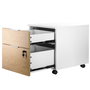 Phoenix - Cajonera de Oficina 2 Cajones, Gama Artisan, Combinación Blanco y Madera Natural, con Ruedas y Cajón con Llave, 40x54.5x44.2 cm (52 cm con ruedas)
