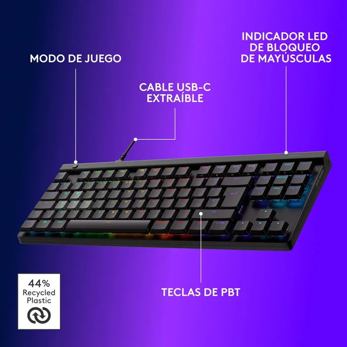 Logitech G515 RAPID TKL Teclado Gaming Tenkeyless Inalámbrico con Interruptores Analógicos Magnéticos RGB Español, 935