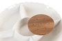 DKD Home Decor Bandeja de Porcelana y Bambú Blanco y Natural 25,5x25,5x3 cm de la Colección Vintage Pengjia 2022 de 25,5x25,5x3 cm
