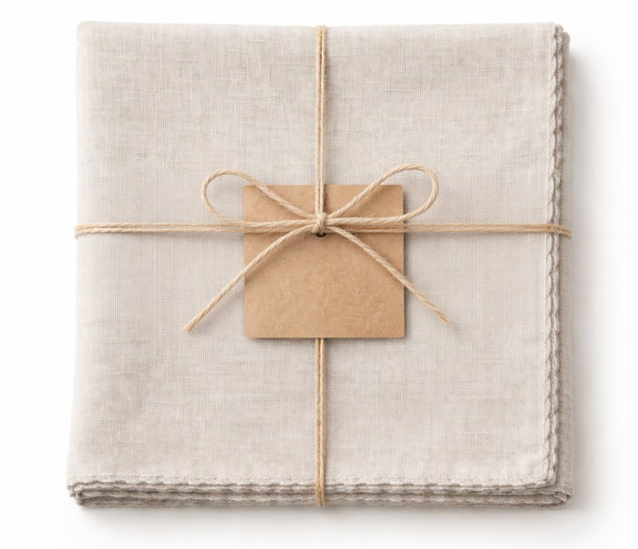 DKD Home Decor Mantel de Algodón Bordado Beige 150x150 cm
