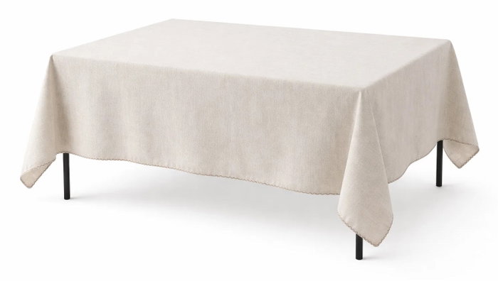 DKD Home Decor Mantel de Algodón Bordado Beige 150x150 cm