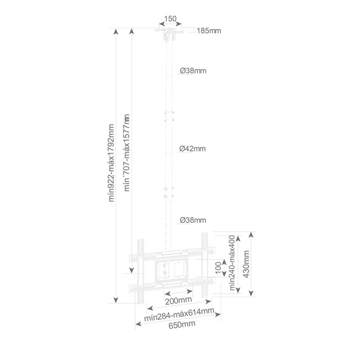 Holmios Soporte de techo giratorio para TV 37''-80''