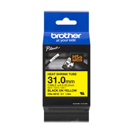 Brother HSe-661E Tubo termorretráctil Negro sobre Amarillo 31 mm