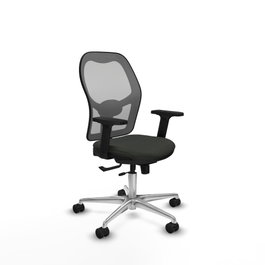 PIQUERAS Y CRESPO Silla de oficina Jorquera con mecanismo Sincro/Traslack, Tela Negra y Malla Gris