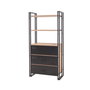 Hanah Home COSMO-TKM.10 Conjunto de Muebles para Sala de Estudio en Pino Atlántico y Negro con Tablero de Partículas Melaminado y Estructura Metálica