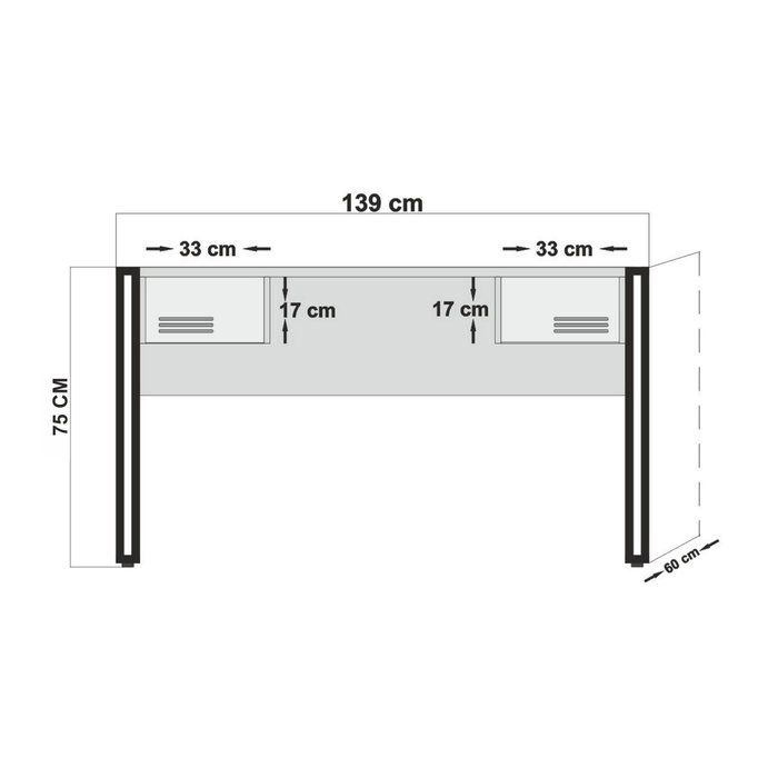 Hanah Home COSMO-TKM.10 Conjunto de Muebles para Sala de Estudio en Pino Atlántico y Negro con Tablero de Partículas Melaminado y Estructura Metálica