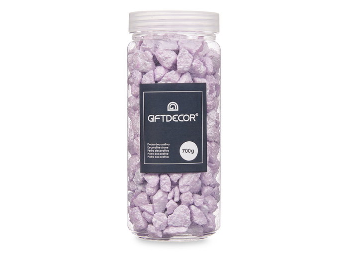 Giftdecor Bote Piedra Metalizada Lila 700 g con Piedras de 10-20 mm (6.5 x 15.8 x 6.5 cm) (Set de 12)