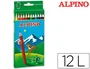 Alpino Lápices de Colores 654 Caja de 12 Colores Largos, Madera Hexagonal, Alta Calidad, Mina 3mm, Colores Vivos, Estuche Cartón