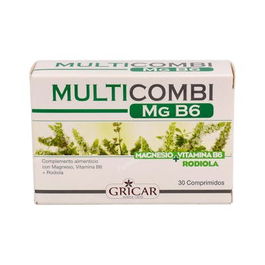 GRICAR Multicombi Magnesio B6 30 Comprimidos con Rodiola y Vitamina B6 para Sistema Nervioso