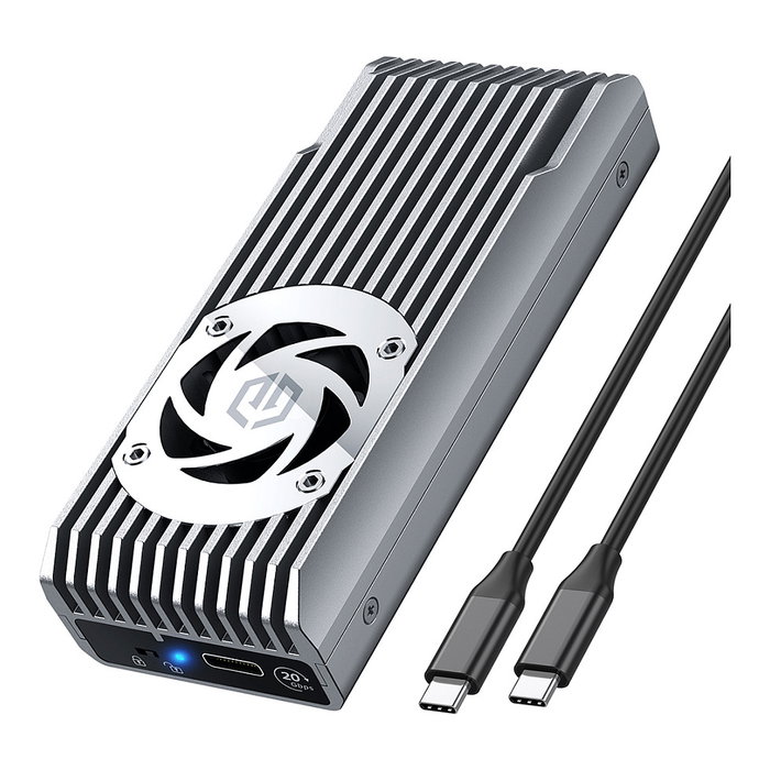 GrauGear G-M206-20G-F Caja Externa M.2 NVMe USB 3.2 Gen 2x2 20Gbit/s con Ventilador, Aluminio Gris