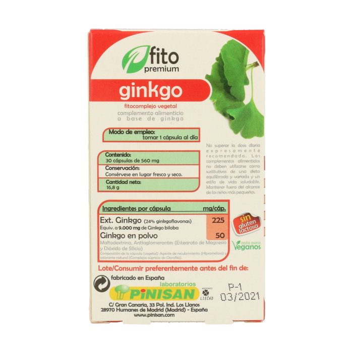 Pinisan Fito Premium Ginkgo 30 cápsulas Pinisan Fito Premium Ginkgo 30 cápsulas