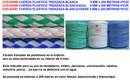 Cuerda de rafia/PP multiuso trenzada blanca/verde 5 mm x 200 m