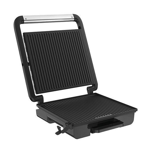Tefal Tischgrill Inicio GC242D12, Grill de Mesa Negro y Acero Inoxidable, 740 cm², 2000W, Tapa con Bisagra