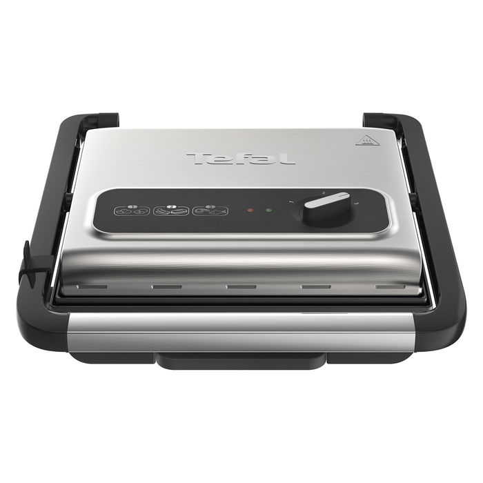 Tefal Tischgrill Inicio GC242D12, Grill de Mesa Negro y Acero Inoxidable, 740 cm², 2000W, Tapa con Bisagra