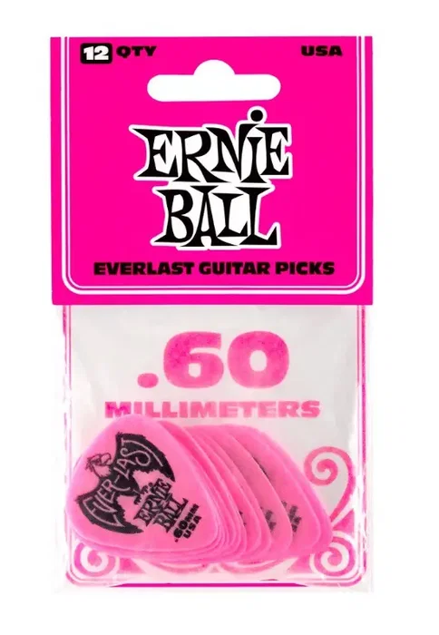 ERNIEBALL Púas 0,60 Mm Everlast Rosa - 12 Unidades Ernie Ball