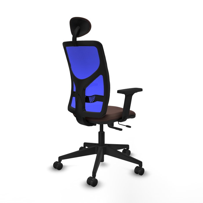 PIQUERAS Y CRESPO Silla de oficina Motilla con mecanismo Sincro/Traslack, Marrón y Azul