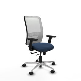 PIQUERAS Y CRESPO Silla de oficina Zulema con mecanismo Sincro/Traslack Azul marino y Blanco
