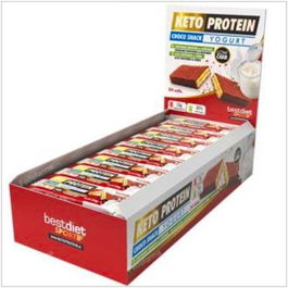 KETO PROTEIN Barritas de Snack con Yogurt y Chocolate 24 Unidades - Alto en Proteínas, Bajo en Azúcar - Choco Snack Yogurt Protein Barritas