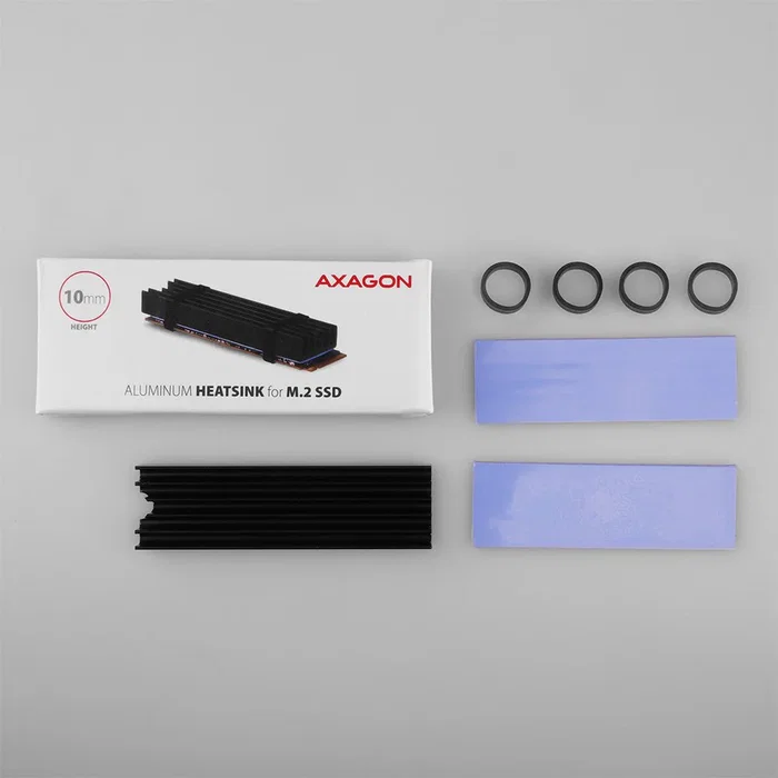 Axagon CLR-M2L10 Disipador de calor pasivo para M.2 SSD 2280, Negro
