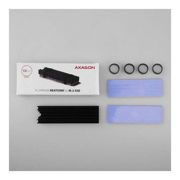Axagon CLR-M2L10 Disipador de calor pasivo para M.2 SSD 2280, Negro