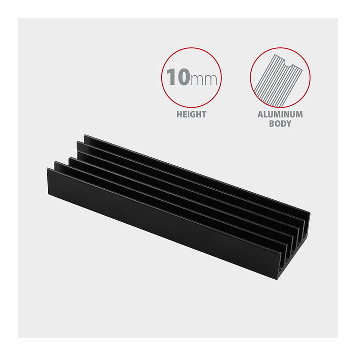 Axagon CLR-M2L10 Disipador de calor pasivo para M.2 SSD 2280, Negro