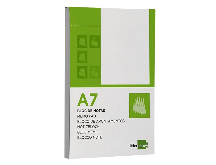 Liderpapel Bloc de notas A7 liso 80 hojas 60g/m2 perforado