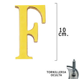WOLFPACK LINEA PROFESIONAL Letra F de latón de 10 cm con tornillería oculta