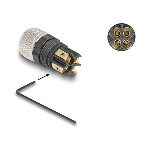 DeLOCK Conector M8 codificado A de 4 pines hembra con montaje de tornillo