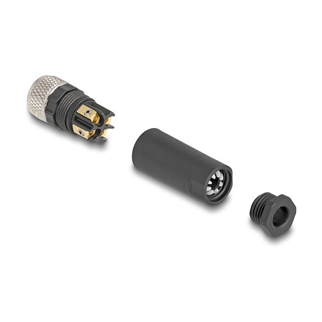 DeLOCK Conector M8 codificado A de 4 pines hembra con montaje de tornillo