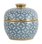 DKD Home Decor Tibor de Porcelana Azul y Dorado 15x15x15 cm