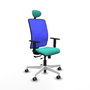 PIQUERAS Y CRESPO Silla de oficina Motilla con mecanismo Sincro/Traslack, Azul y Turquesa