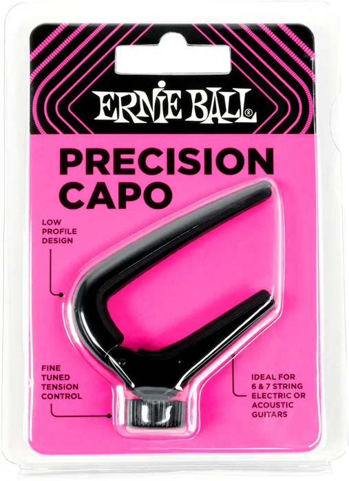 Ernieball Cejilla Precision Negra para Guitarra Acústica y Eléctrica