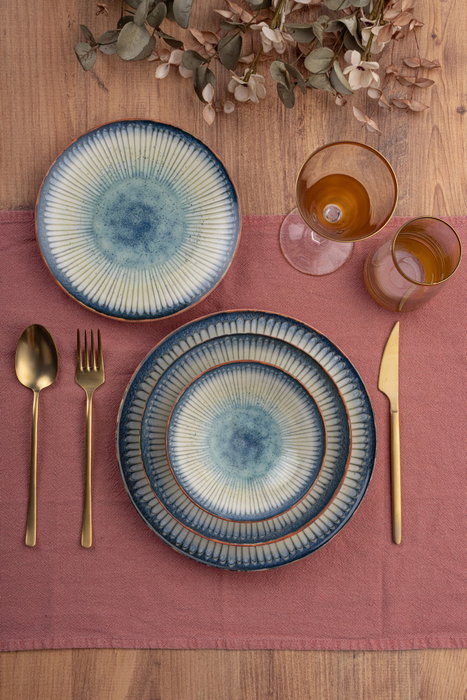 Hermia GBSATN24KY4R25015 Vajilla de Porcelana de 24 Piezas Apta para Lavavajillas y Microondas Elegante y Duradera para Uso Diario y Ocasiones Especiales