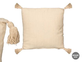 Giftdecor Cojín Decorativo Ever con Funda Desenfundable, Estampado Rayas, Color Beige, 45x45 cm, 100% Algodón (Set de 8)