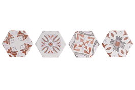 DKD Home Decor Salvamanteles de Dolomite Azulejos 20x20x0,7 cm Surtido de 4