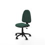 Silla de oficina Algarra con mecanismo Asincro tapizada con Tela color Verde botella. Equipada con Base poliamida negra, Sin brazos y Ruedas de nailon 50 mm