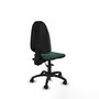 Silla de oficina Algarra con mecanismo Asincro tapizada con Tela color Verde botella. Equipada con Base poliamida negra, Sin brazos y Ruedas de nailon 50 mm