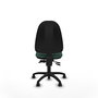 Silla de oficina Algarra con mecanismo Asincro tapizada con Tela color Verde botella. Equipada con Base poliamida negra, Sin brazos y Ruedas de nailon 50 mm