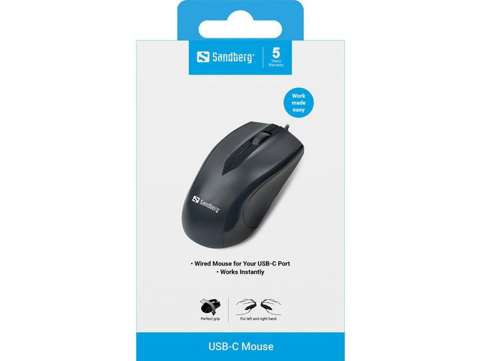 Sandberg Ratón USB-C para Uso Doméstico y de Oficina, Plug and Play